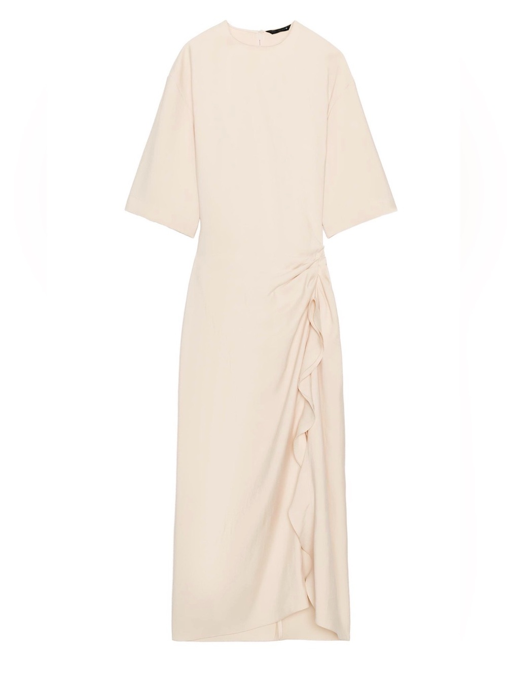 Zara Cream Maxi Dress with Side Ruffle
